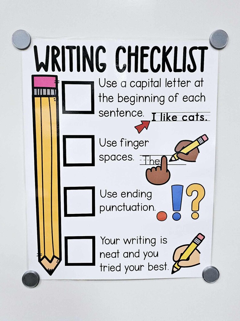 Writing Checklist Anchor Chart [hard Good] - Option #1 - Etsy