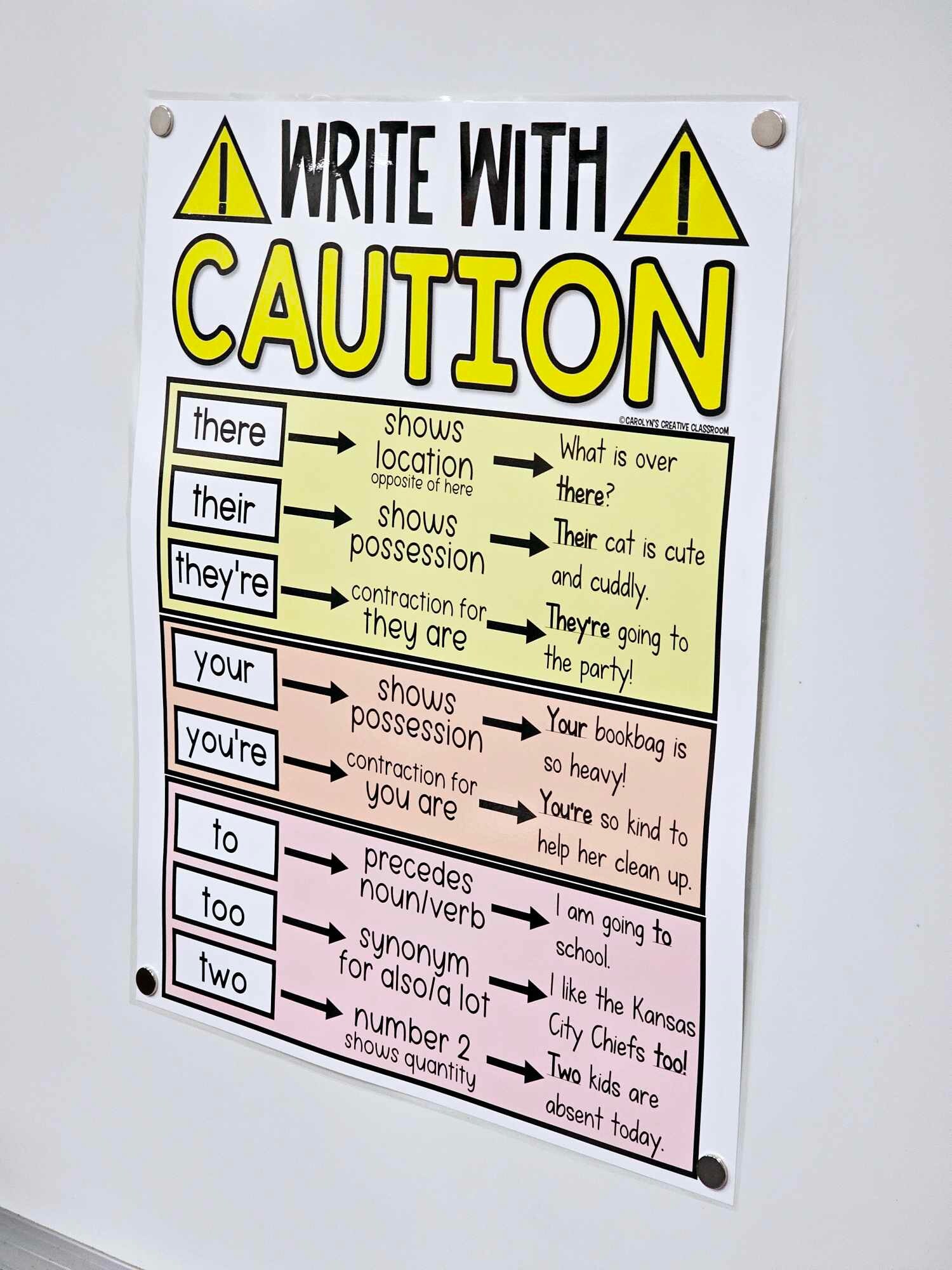 Write With Caution Anchor Chart [hard Good] - Option #1 - Etsy