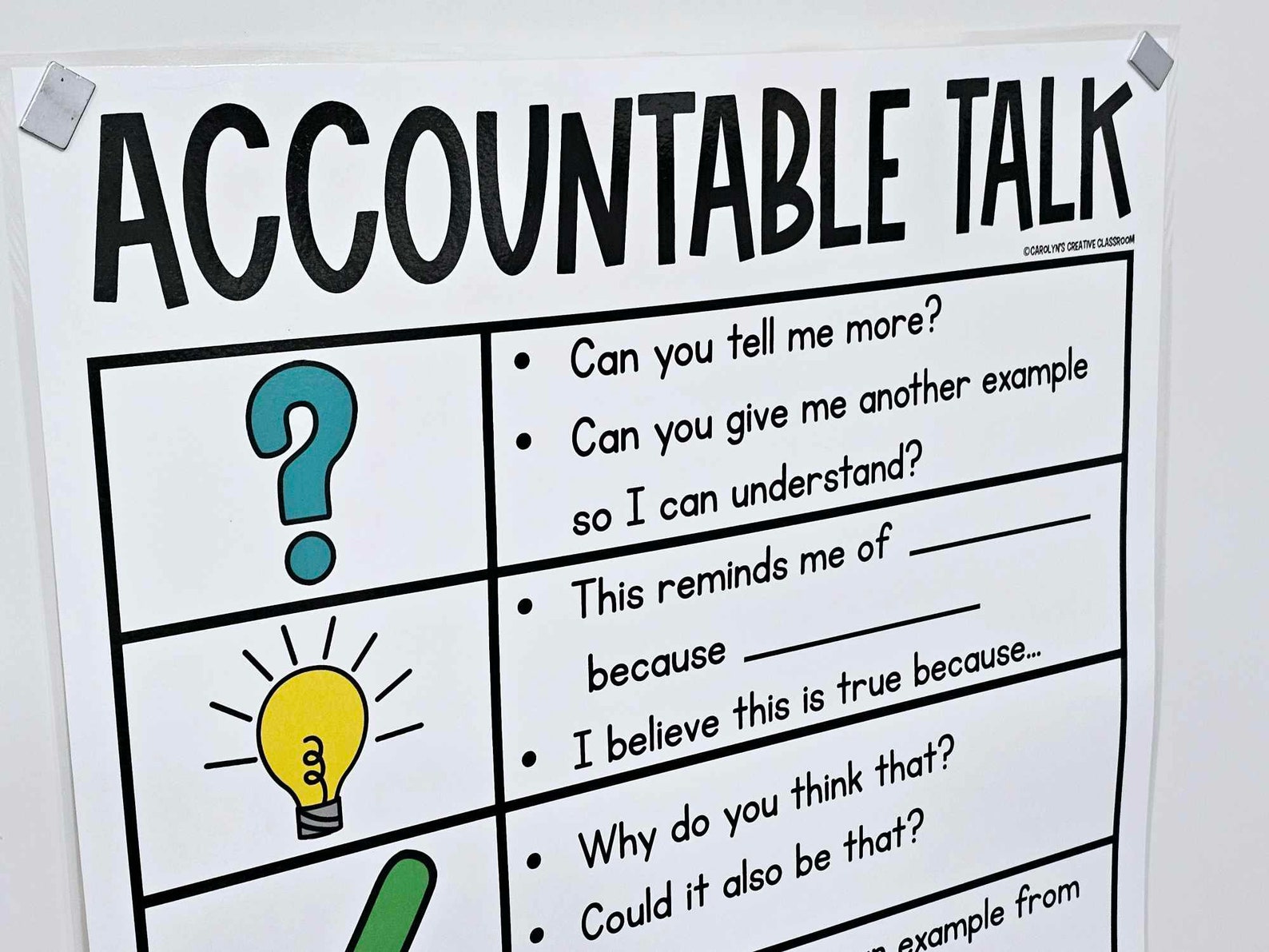 Accountable Talk Sentence Starters Anchor Chart [hard Good] - Option 3 ...