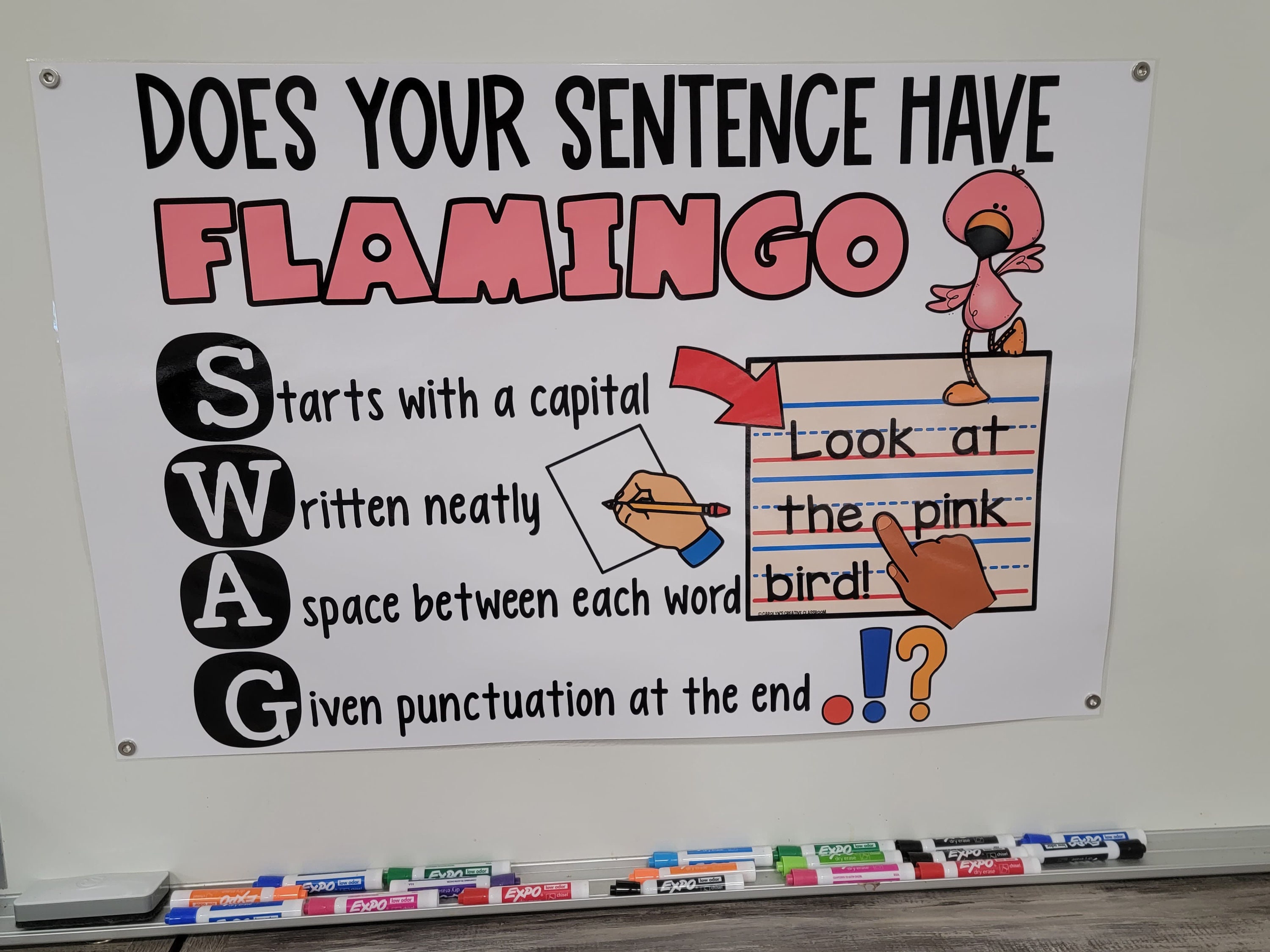 Does your Sentence have Flamingo Swag Anchor Chart Hard -  Portugal