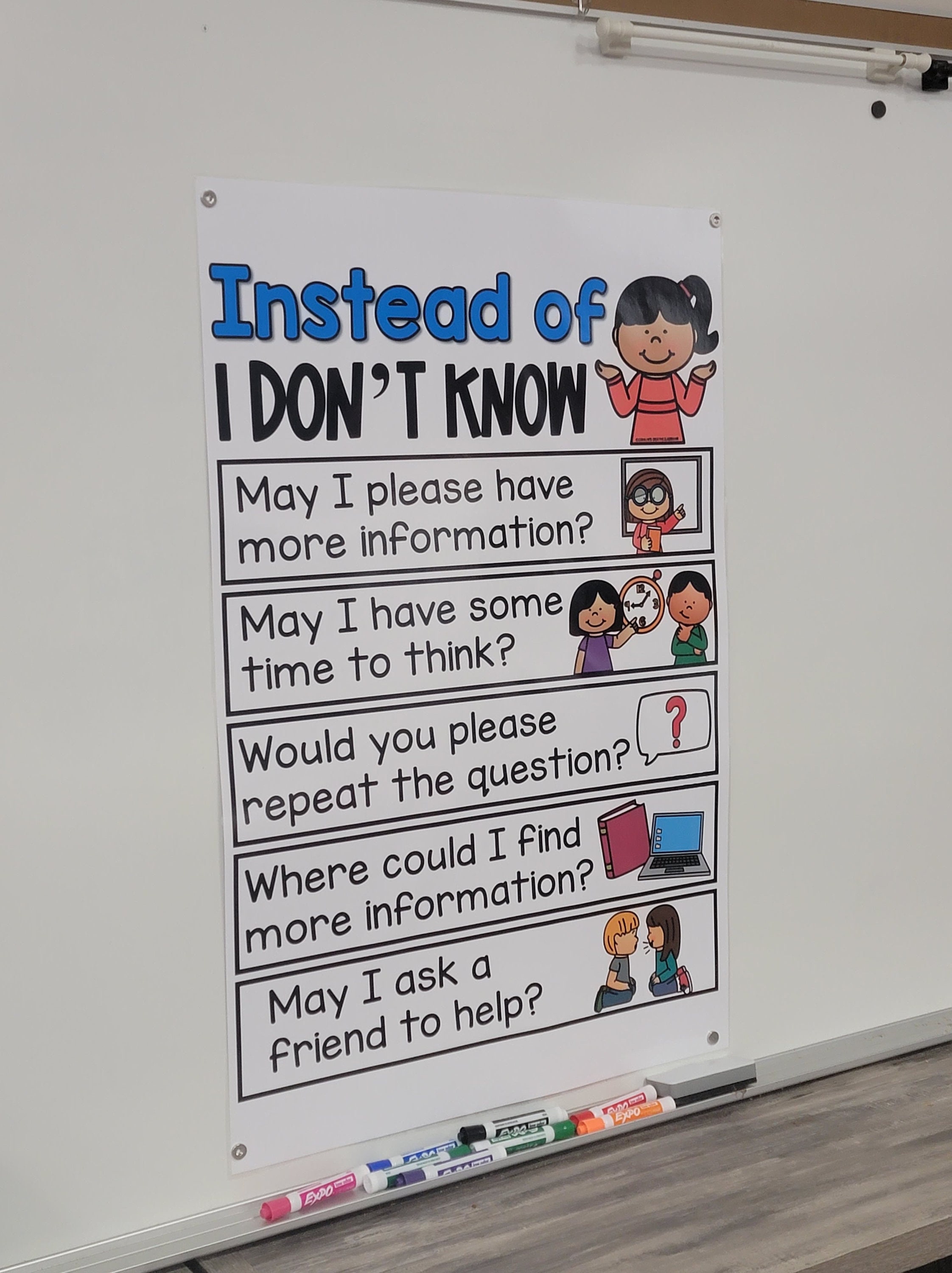 Instead of I Don't Know Anchor Chart hard Good Option Etsy