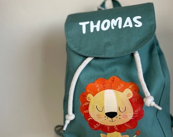 Hand painted backpack with lion