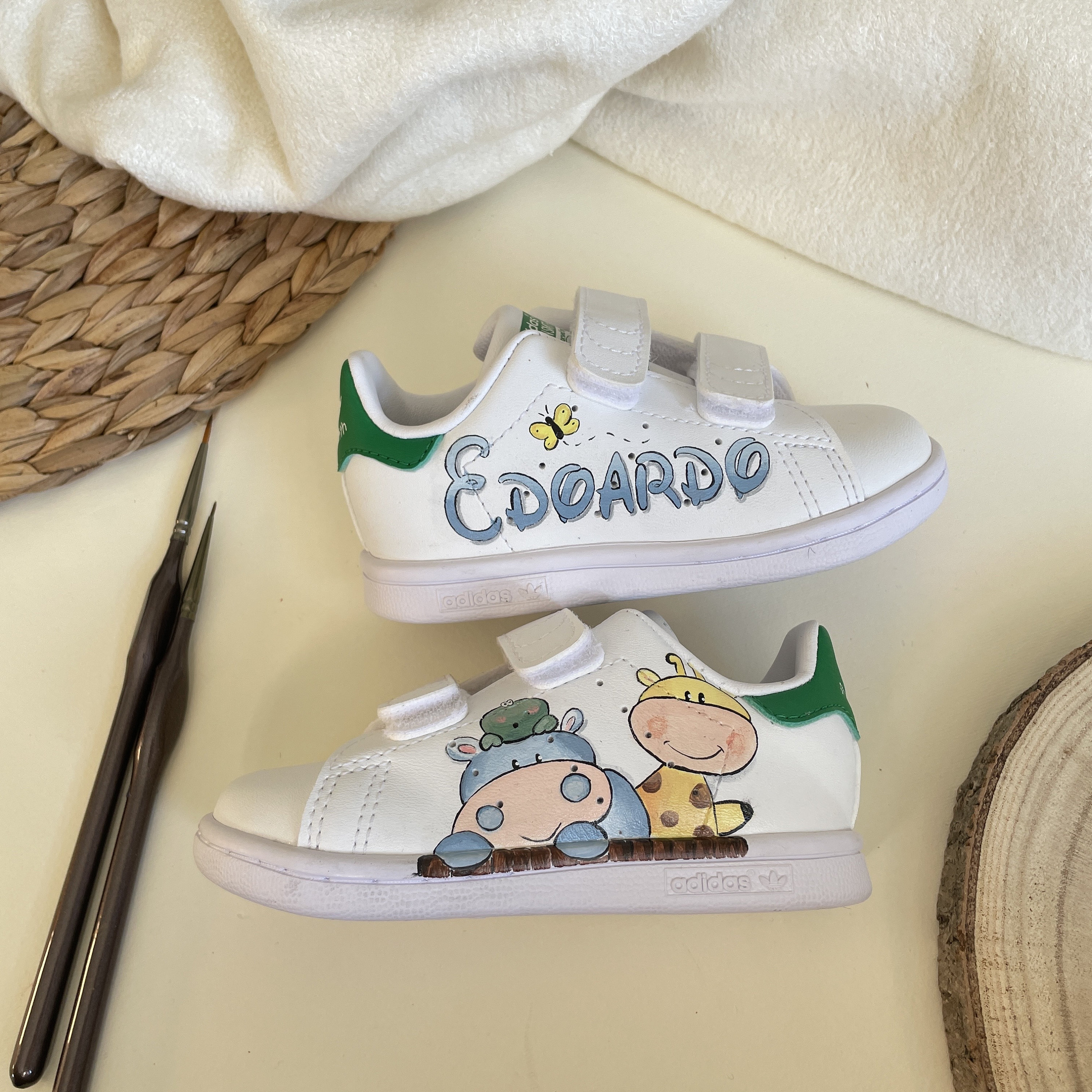 Adidas, Shoe With Savannah Animals, Personalized Shoe, Children's