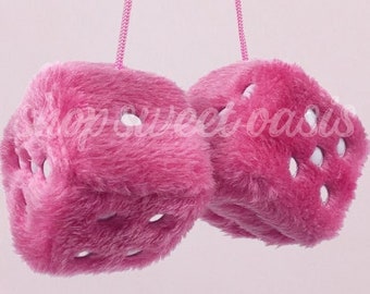 Retro Fluffy Cute Dice for Car Rearview Mirror Hanging Dice Decoration