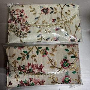 Lot Of 1 - 100 Indian Handmade Women&#39;s Clutch Purse, Wedding Gift, Clutch Bags, Favors Bag, Return Gift, Pongal Gifts For Guests - Mix Color