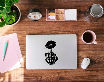 Motorcycle Vinyl Decal Sticker - Skull Kiss F*&ck Off