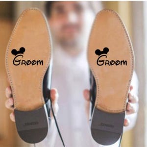 Couples Wedding Shoe Sticker Decal - Disney Minnie & Mickey Mouse Design for Bridal and Groomsmen image 2