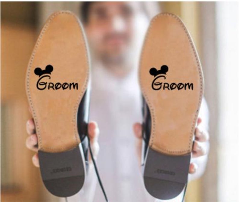 Couples Wedding Shoe Sticker Decal - Disney Minnie & Mickey Mouse Design for Bridal and Groomsmen image 2