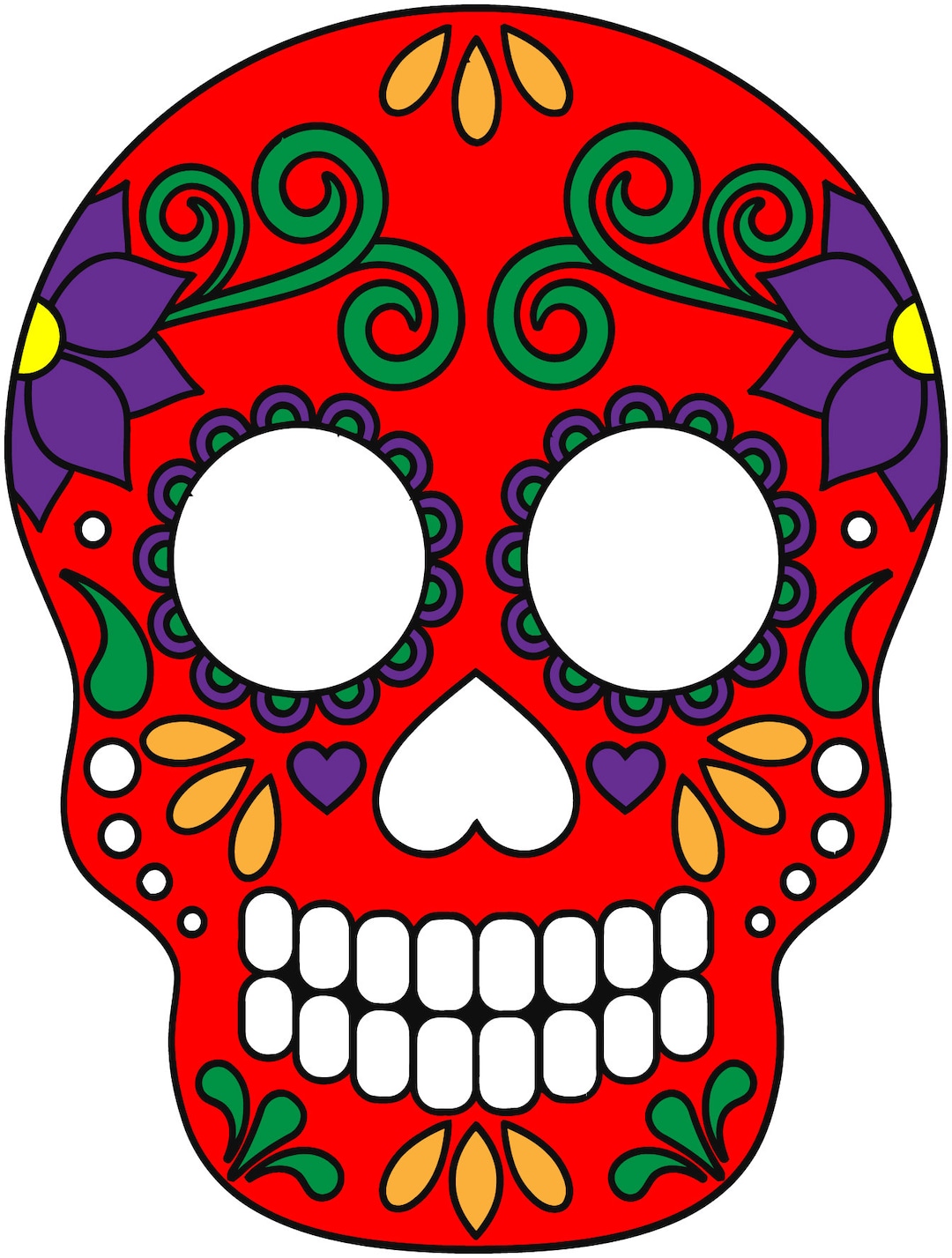 Sugar Skull Vinyl Decal Sticker Design 5 Etsy