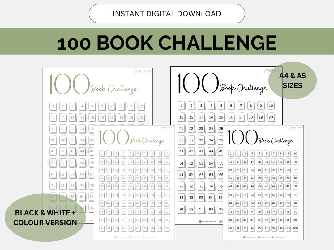 100 Book Challenge Printable A4 - Il 1080xN.5891037432 C9ci 