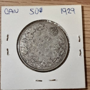 1929 Canada 50 Cent Silver Coin VERY NICE