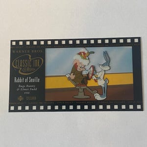 1996 Warner Bros Bugs Bunny & Elmer Fudd 1950 Cel Karte Oberes Deck Klassisches Tintenkaninchen von Seville Gratis Versand