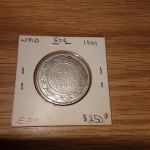 Vintage Newfoundland 1900 Fifty Cent 50 Cent Coin