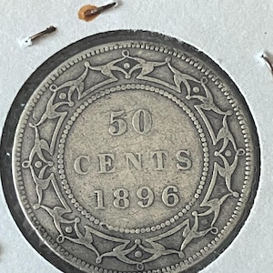 Vintage Newfoundland 1896 Fifty Cent 50 Cent Coin