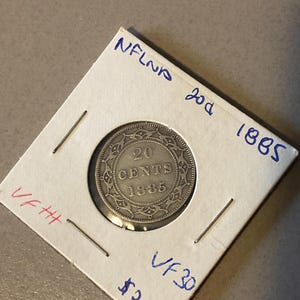 Newfoundland 1885 Twenty Cent 20 Cent Coin