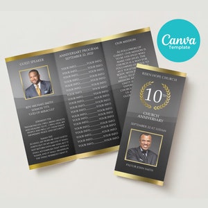 DIY Church Anniversary Program Template Trifold Brochure