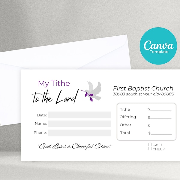 Church Tithe Envelope Design Etsy