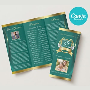 DIY Church Anniversary Program Template Trifold Brochure