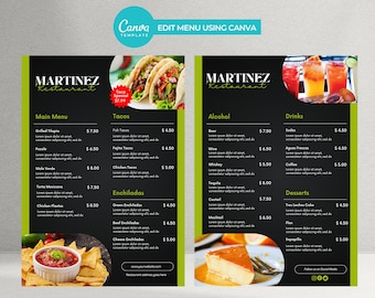 Mexican Restaurant Menu Template, Double sided