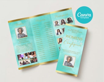 Womens Church Conference Program Template, Womens Church Conference Trifold Brochure