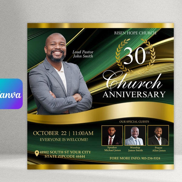 Church Anniversary Flyer, Church Flyer, Church Pastoral Anniversary Flyer