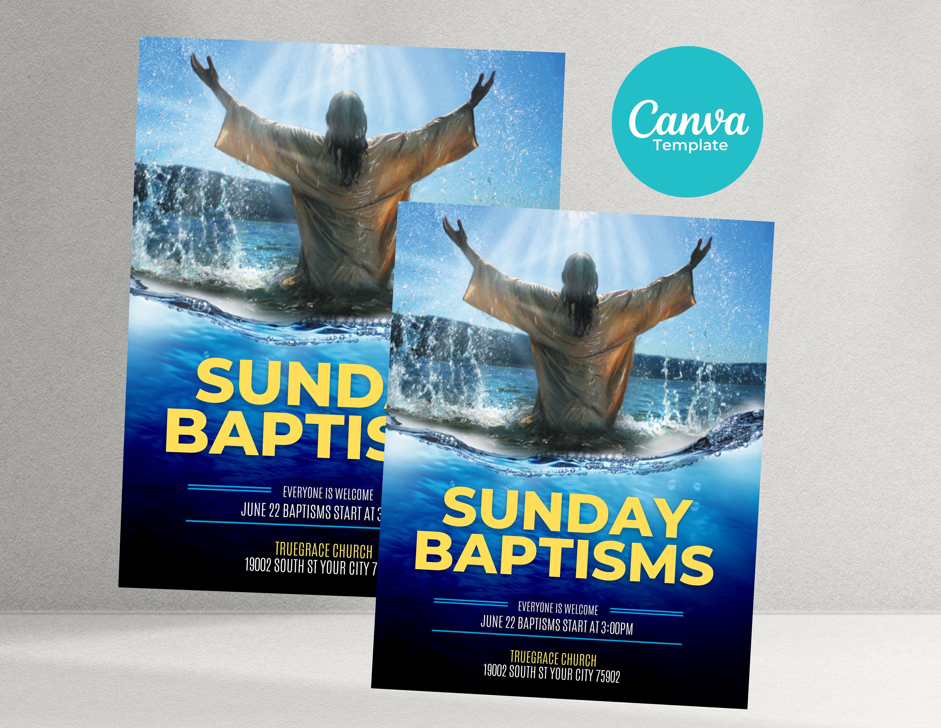 Church Baptism Flyer Template Etsy