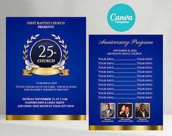 Church Anniversary Program double sided flyer (Blue and Gold)