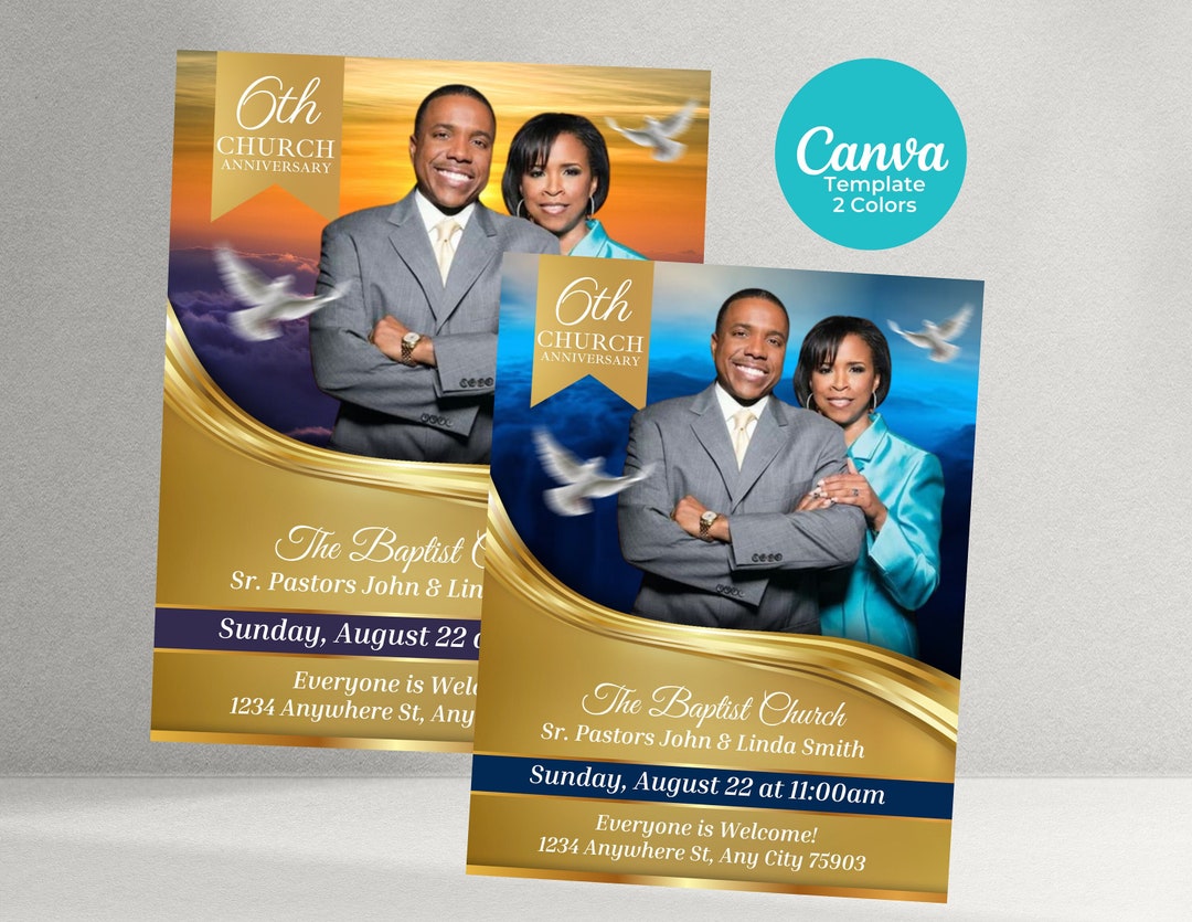 Church Anniversary Flyer, 2 Colors Included - Etsy