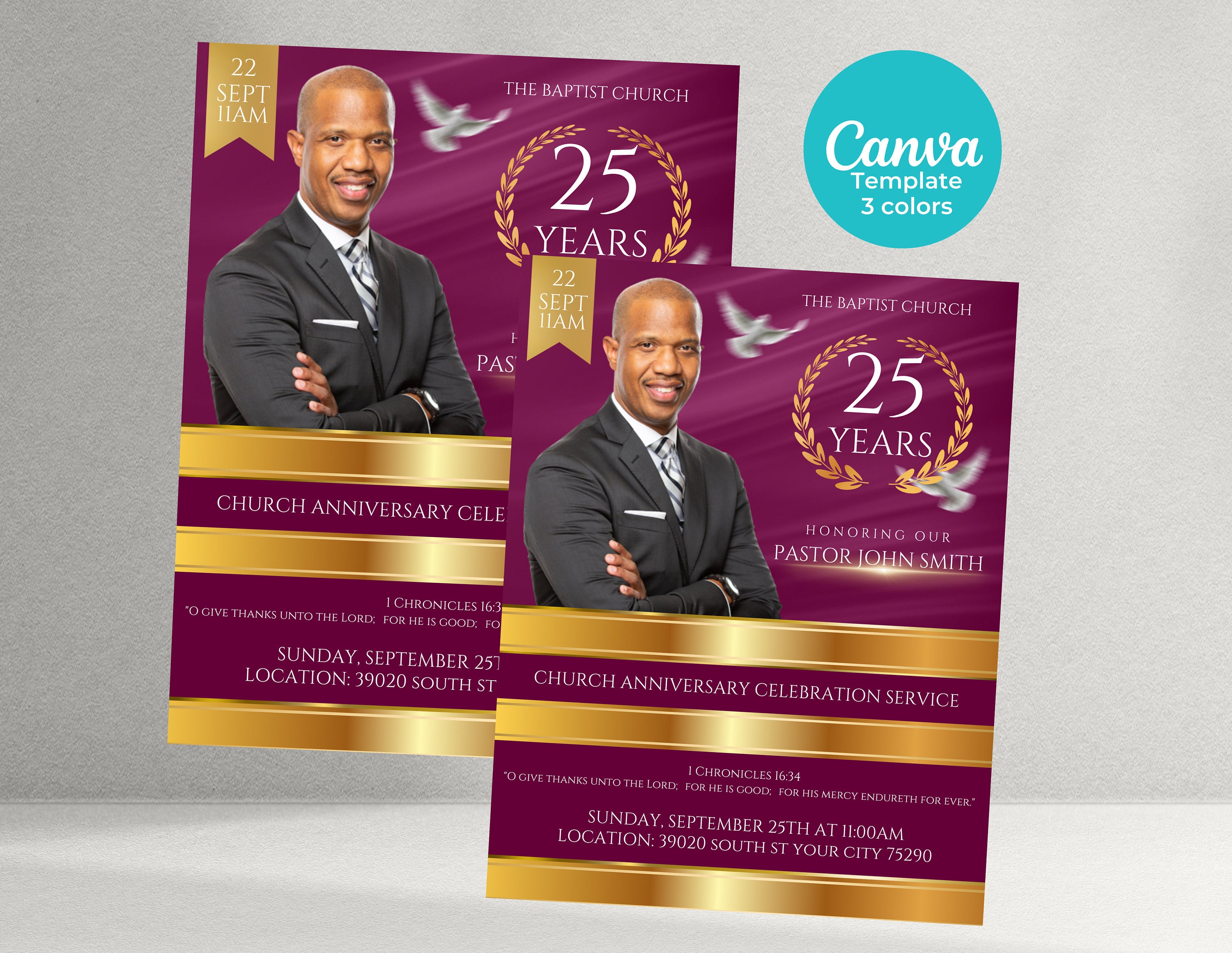 Church Anniversary Flyer 3 Colors Included - Etsy