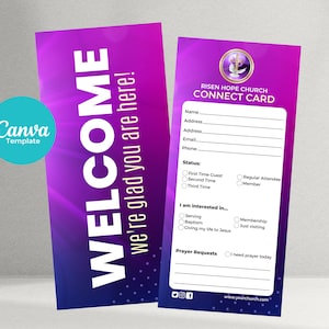 Cartão de conexão da igreja, modelo de cartão de boas-vindas da igreja