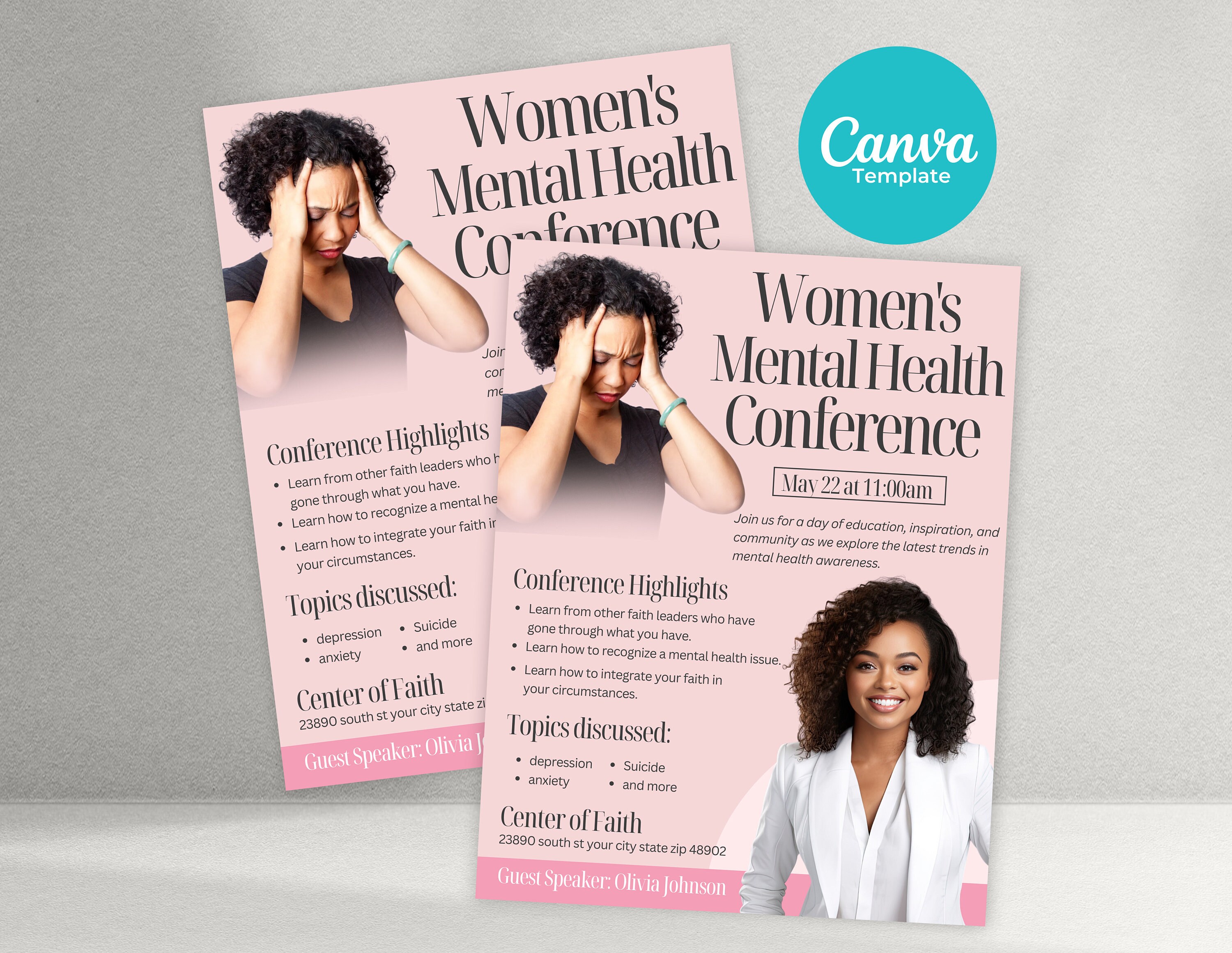 Mental Health Conference Flyer, Mental Health Church Conference Flyer, Mental health awareness flyer