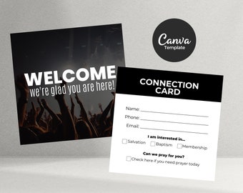 Church Connection Card, Church Welcome Card
