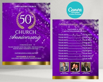 Church Anniversary Program double sided flyer template (2 Colors Included)