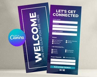 Church Connection Card, Church Welcome Card Template