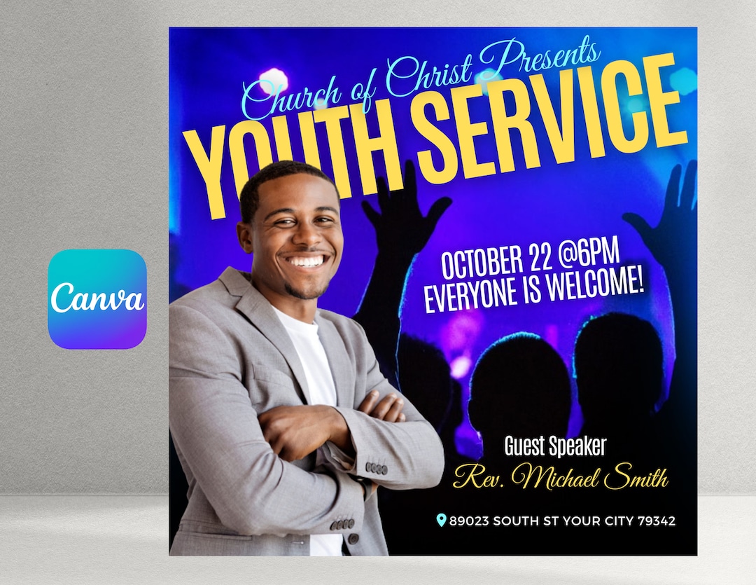 Church Youth Service Flyer Etsy
