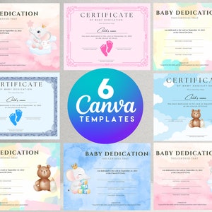 Babytoewijdingscertificaten Bundel van 6 sjablonen