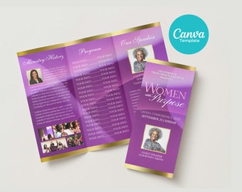 Womens Church Conference Program Template, Womens Church Conference Trifold Brochure