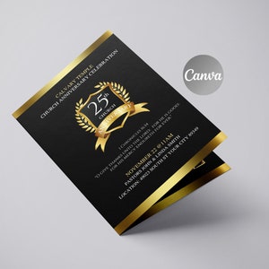 Church Anniversary Program Black and Gold Template
