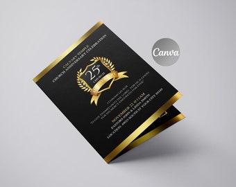 Church Anniversary Program Black and Gold Template