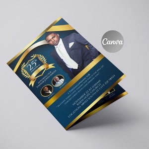 Pastoral Church Anniversary Program Template, Church Anniversary bifold brochure template