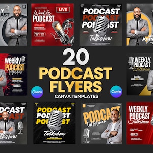 Podcast Flyer Bundle, 20 podcast flyers