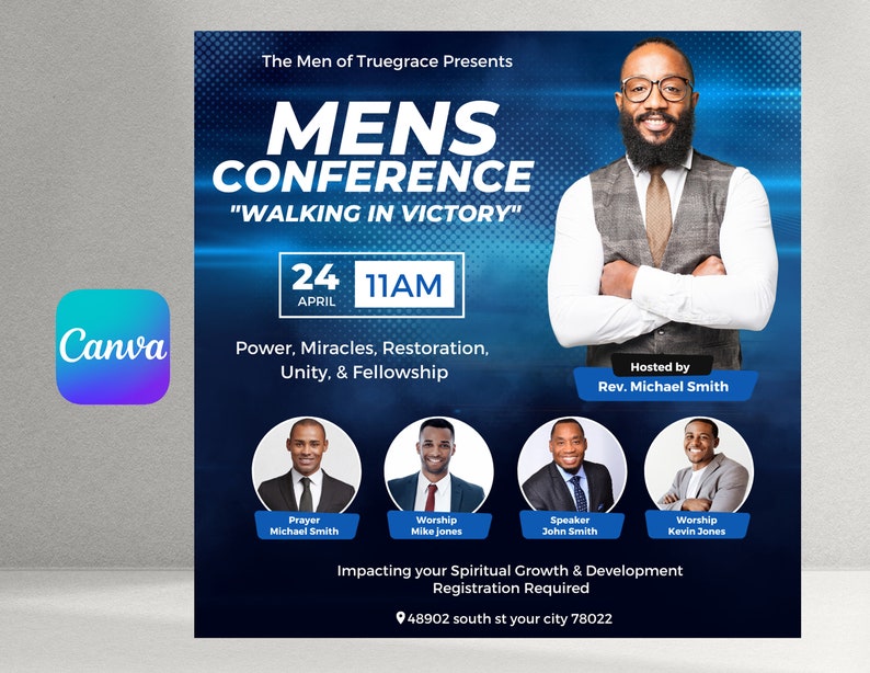 Mens Church Conference Flyer Etsy