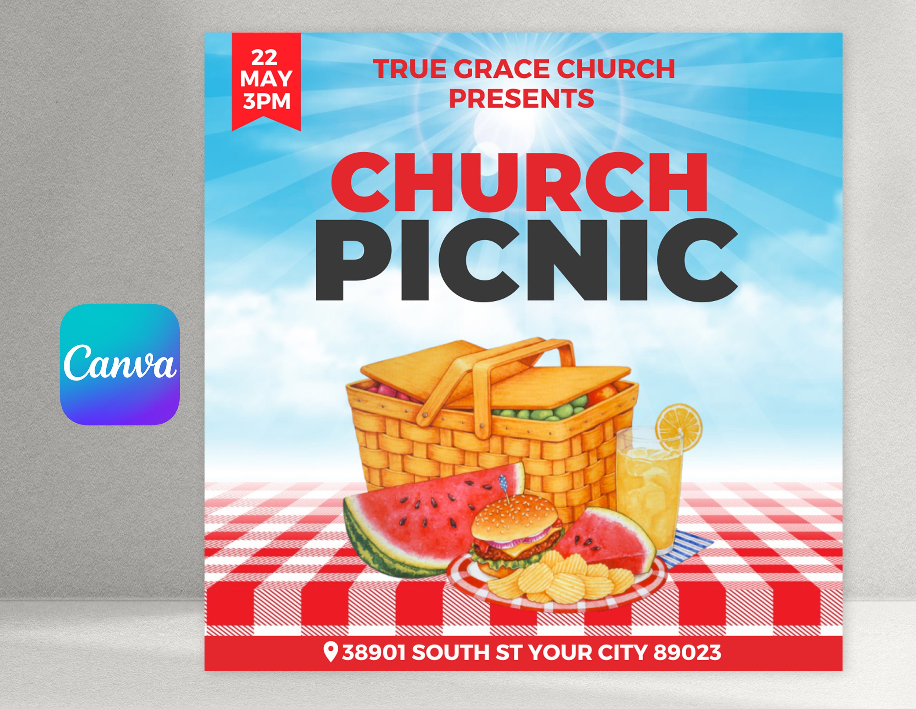 Church Picnic Flyer Church Flyer Etsy