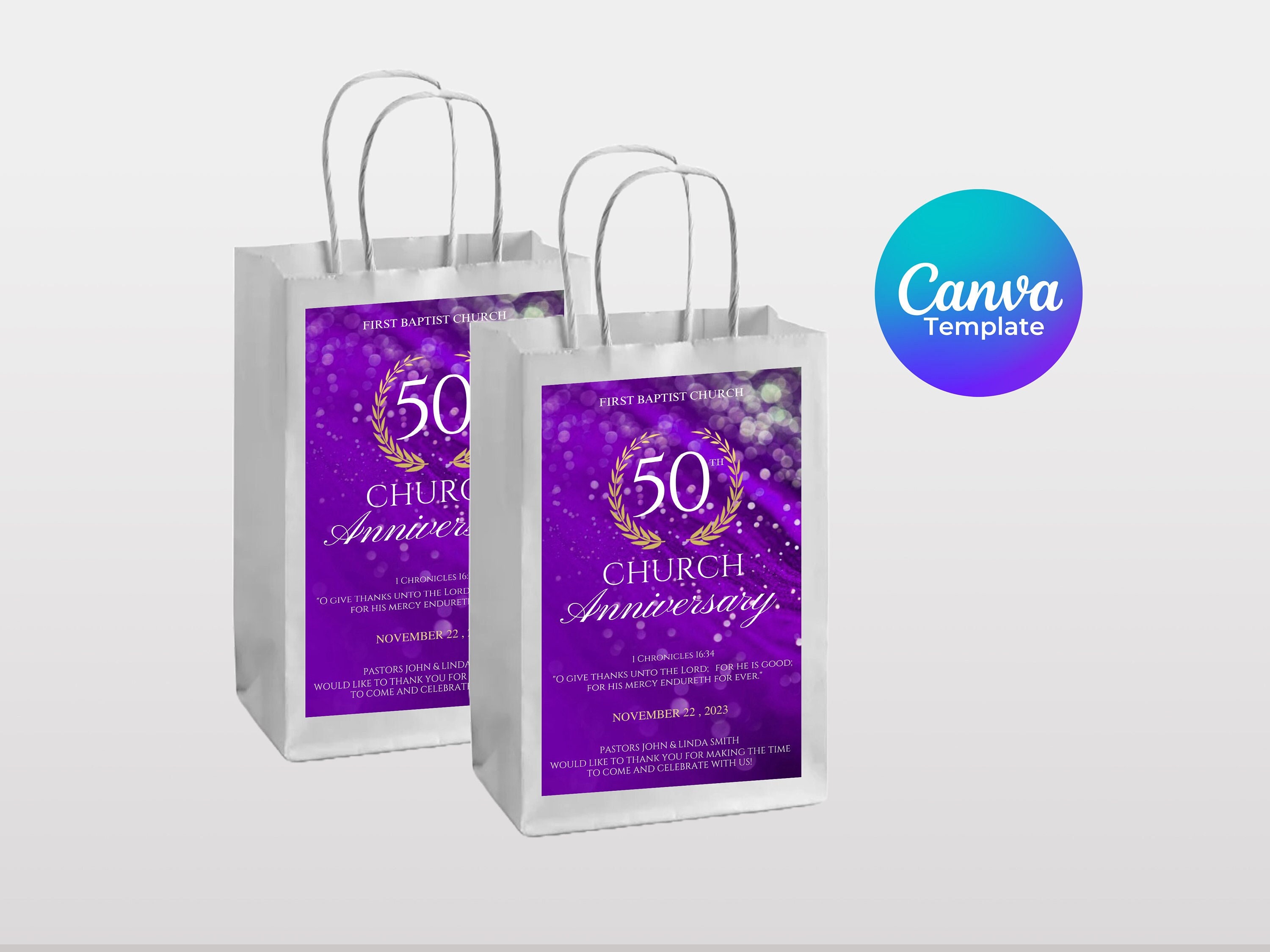 DIY Church Anniversary Gift Bag Label Template
