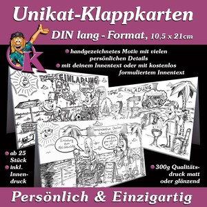 individuelle personalisierte Faltkarte im Comic-Stil I Klappkarte I Einladung I Dankeskarte
