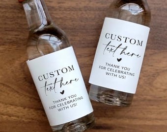 Custom Cursive Mini Bottle Sticker Label (3"x2"): Birthday, Wedding, Bridal Party, Celebration, Baby Shower, Engagement, Retirement