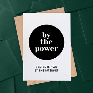 Funny Officiant Proposal Card: By The Power Vested In The Internet, Be Our Officiant, Will You Marry Us?