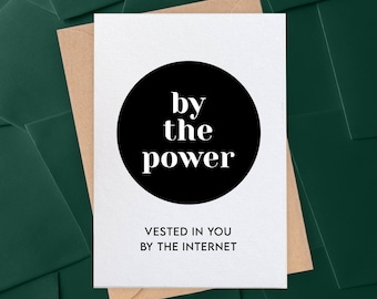 Funny Officiant Proposal Card: By The Power Vested In The Internet, Be Our Officiant, Will You Marry Us?