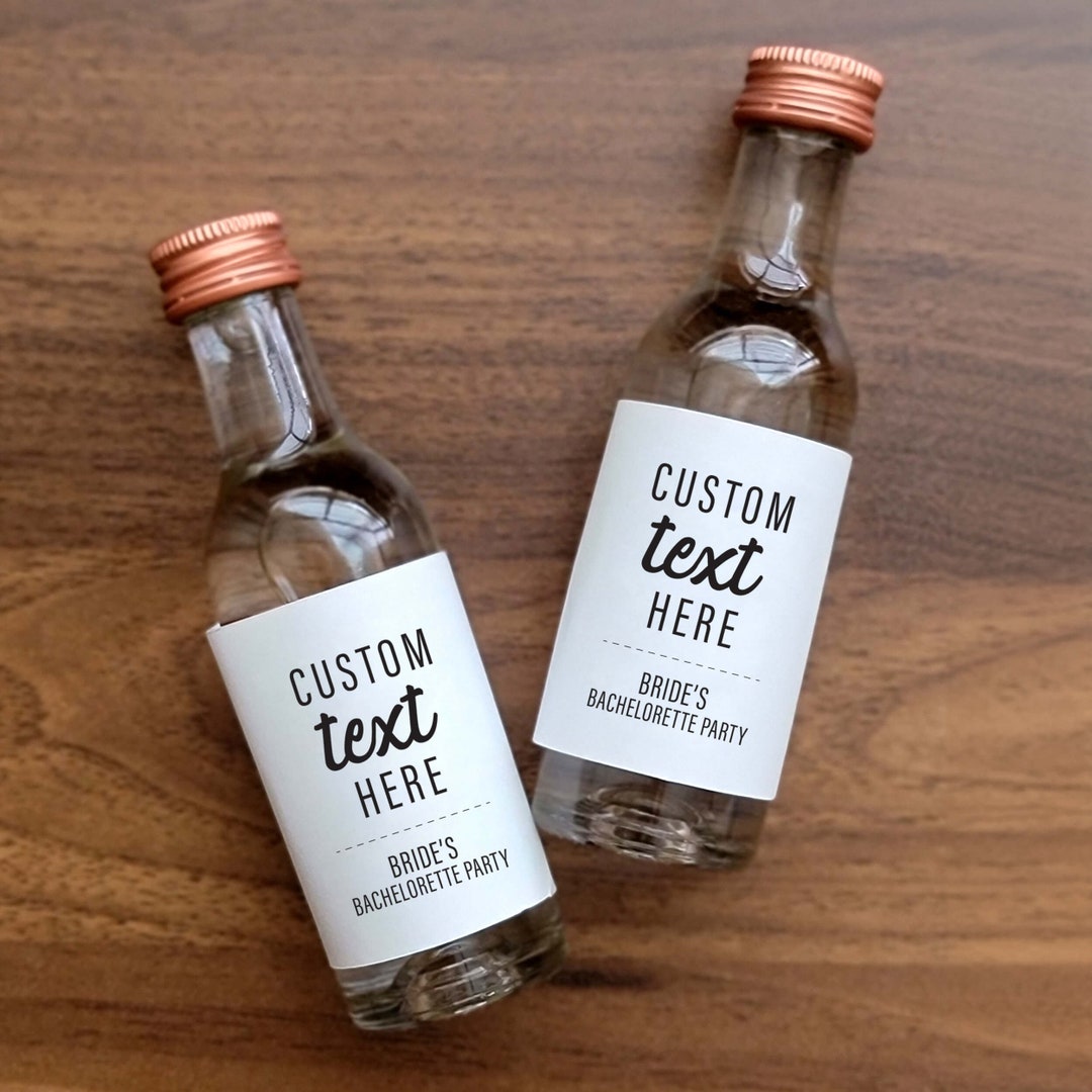 Custom Modern Mini Bottle Sticker Label (3"x2"): Birthday, Wedding