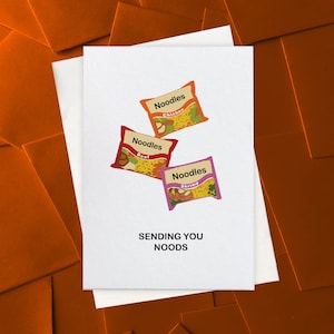 Sending You Noods Card: Ramen Pun Greeting Card